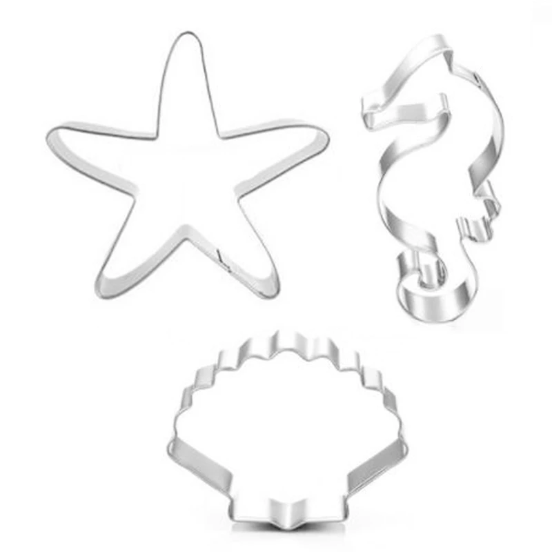 

3-Piece Seahorse Starfish Shell Biscuit Mold Birthday Party Decoration DIY Biscuit Mold Baking Tools