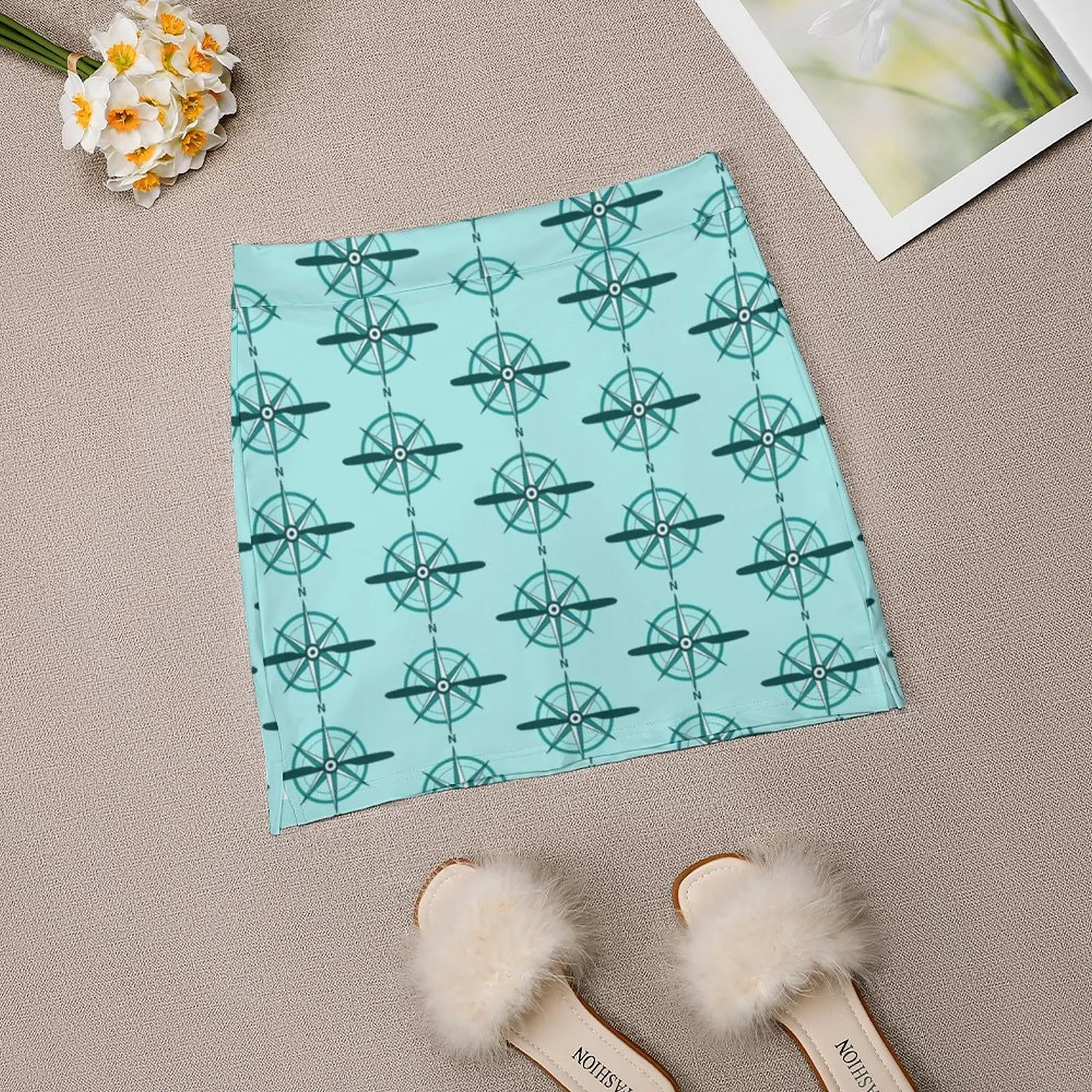 Женская мини-юбка с компасом короткая офисная юбка принтом Загадка убийц Miss Fisher