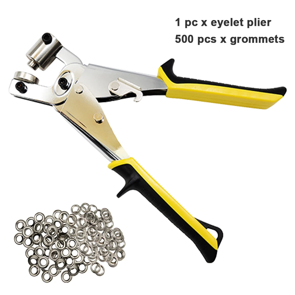 

501pcs Tarpaulin Professional Shoes Handheld Manual Grommet Punch Belt Eyelet Plier Kit Machine Portable Tool 3/8inch 10mm Press