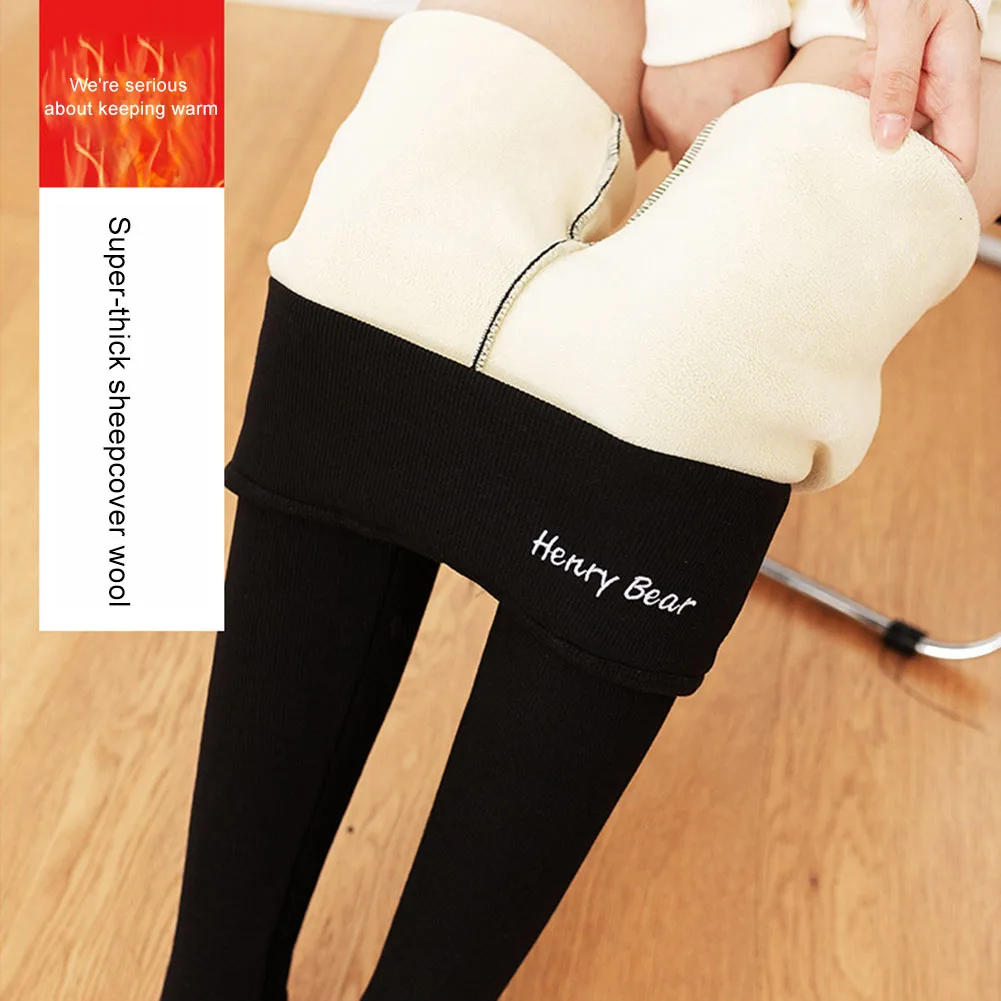

Winter Lamb Velvet Thicken Leggings Women's Outer Wear High Waist Fleece Lined Ankle Length Pants Female Thermal Trousers A50