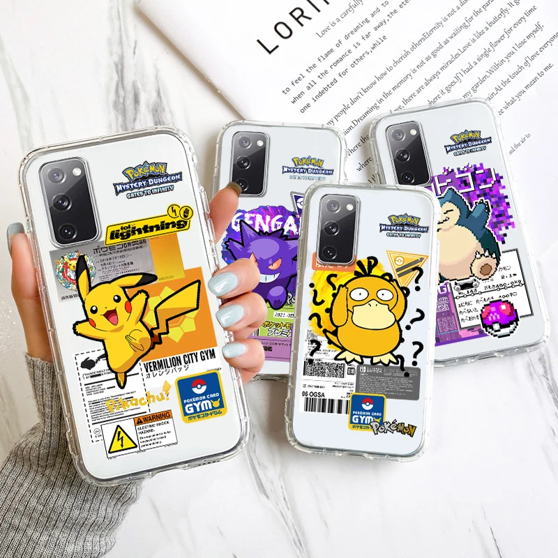 

Cartoon G-Gengar P-Pikachu For Samsung A53 A52 A54 A13 A12 A32 A71 A33 A73 A72 A51 A21S A03 5G Transparent Phone Case Cover