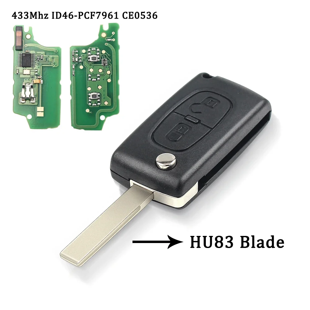 

Ключ автомобильный KEYYOU 433 МГц ID46 ASK/FSK с 2 кнопками для Peugeot 207 307 407 208 308 408 607