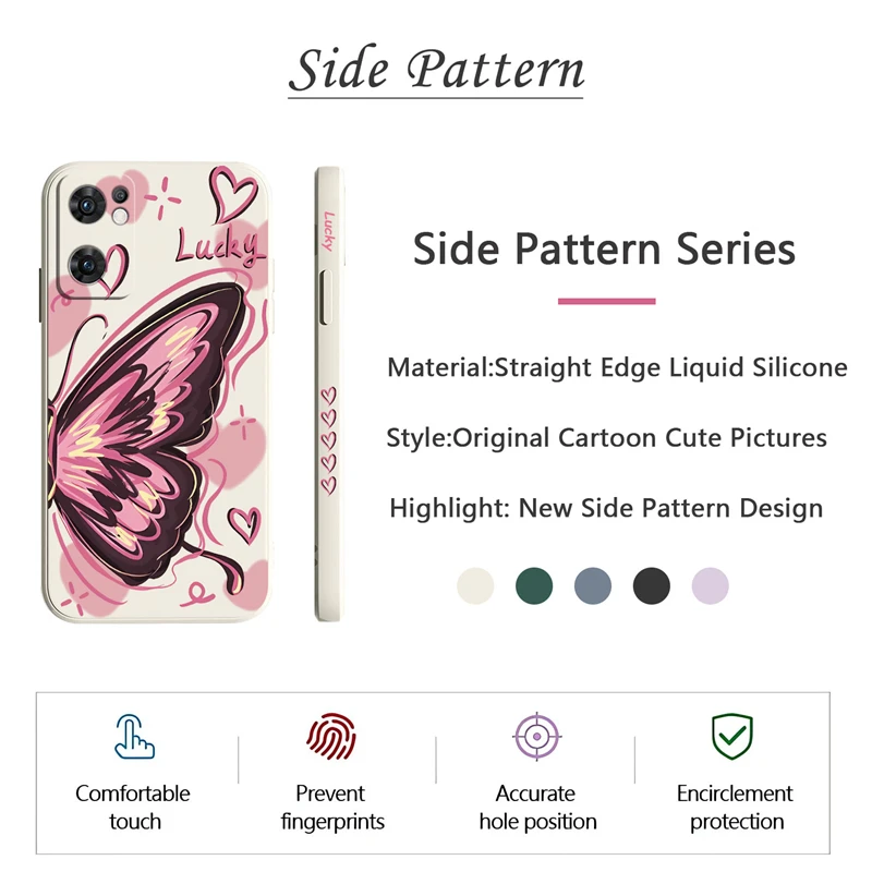 Чехол для телефона OPPO Find X3 Neo X3Pro X5 Lite R17 R15 Pro R9 R9S Plus F9 F11 Fashion Liquid Soft Silicone Butterfly Cover