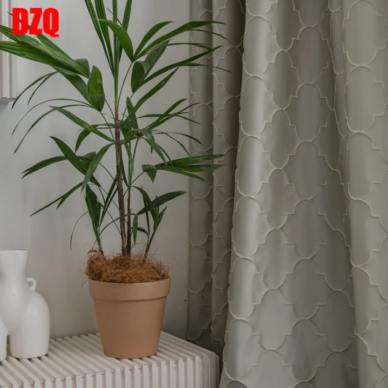 

New Modern Simple Diamond Jacquard Luxury Window Curtain Room Decor Curtains for Living Dining Room Bedroom