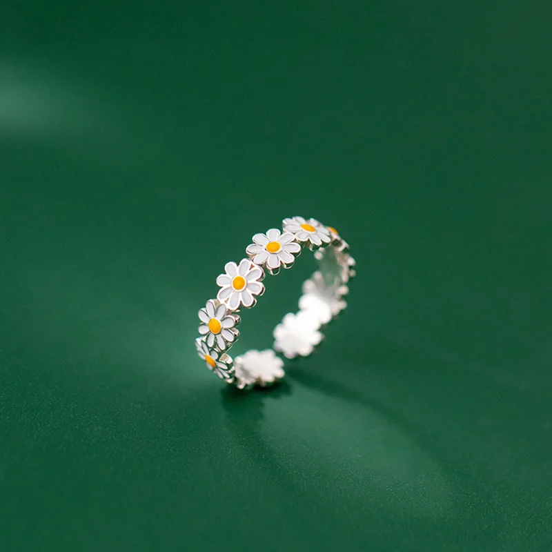 

Korean Fashion Ins Silver Light Luxury Small Daisy small Fresh Adjustable Ring for Women's Jewelry Wedding Party Gift Wholesale