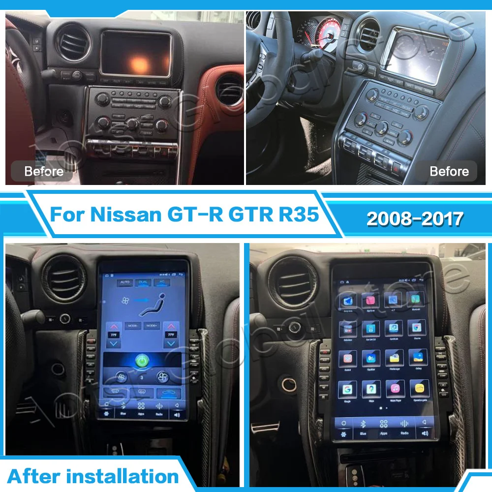 Автомагнитола 13,6 дюйма для Nissan GT-R GTR R35 2008-2017, Android 12, автонавигация, GPS, стерео, видеоплеер, DVD, мультимедиа, Авторадио 4G