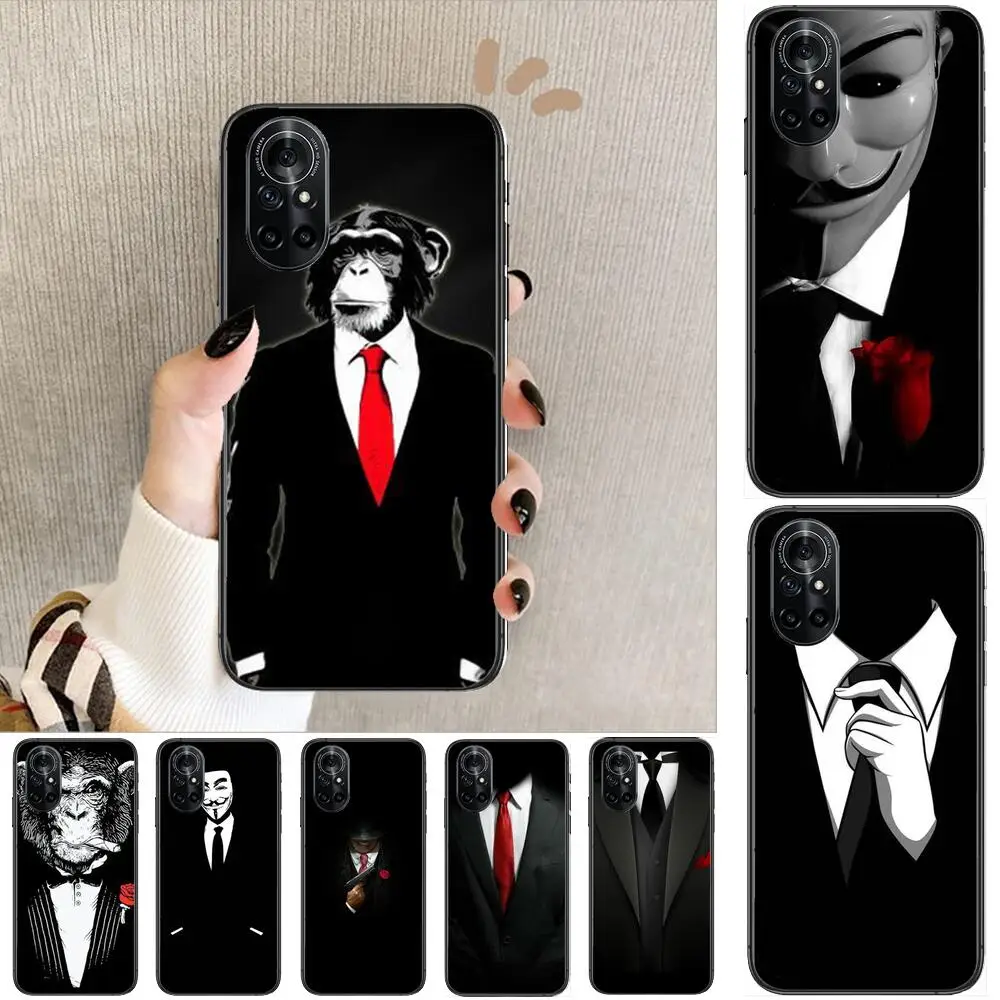 

Clear Phone Case For Huawei Honor series gentleman in suit and tie
