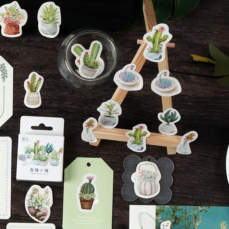 

56 packs wholesale Mori plant small store Boxed stickers succulent plants decorative material scrapbooking stickers