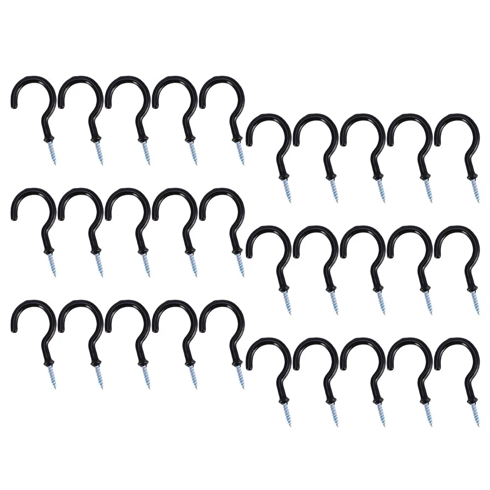

30 Pcs Cup Hook Cabinet Hooks Small Plant Shelves Mug Black Ceiling Screw Screws
