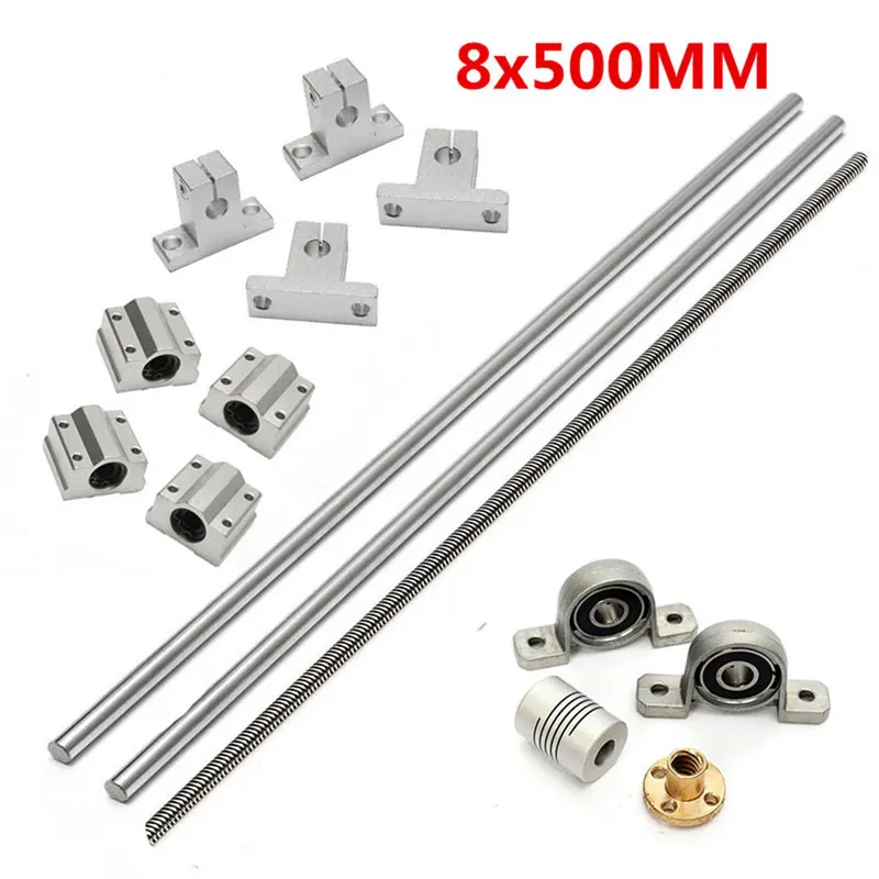 

500*8mm T8 Linear Guide Rails Shaft Screw Lead Nut Bearing Blocks Set