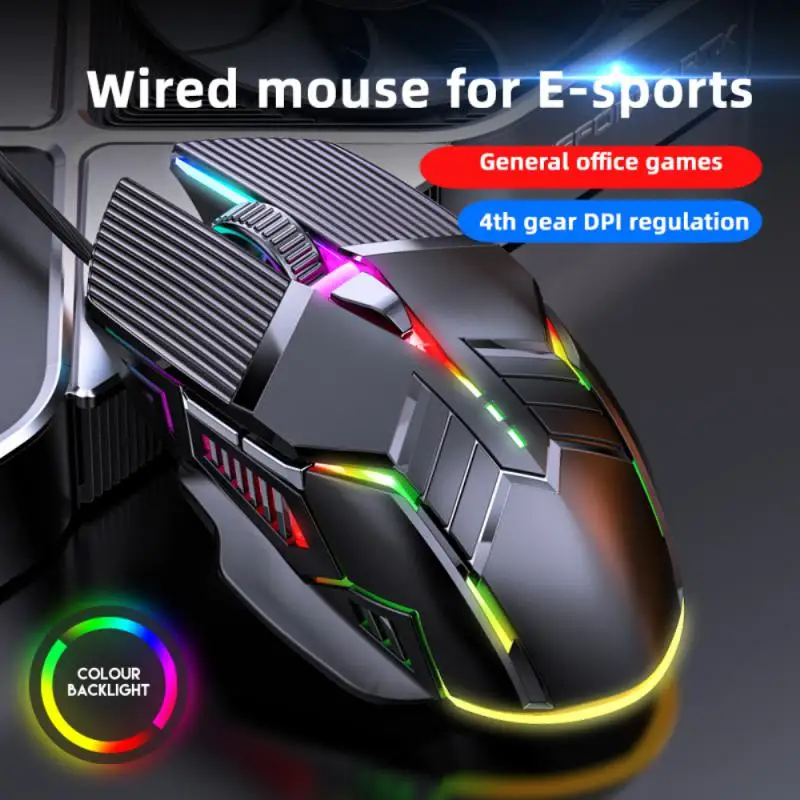 

Ergonomics Office Game Mouse 3200 Dpi With Rgb Backlight Luminous Mute Mouse Ergonomics Mice Wired Mouse Computer Accessories