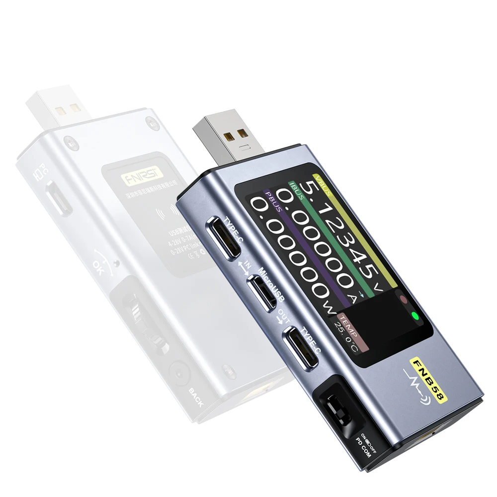 

FNIRSI-FNB58 USB тестер цифровой вольтметр Амперметр TYPE-C быстрое обнаружение заряда триггер измерение емкости пульсация измерение