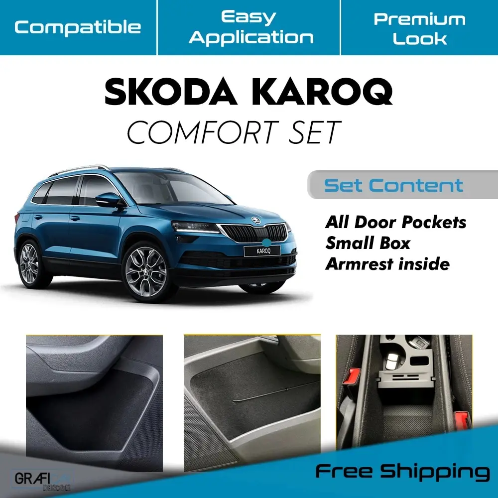 

FOR SKODA KAROQ PLATED COMFORT SET & FABRIC SELF ADHESIVE-LASER CUT Storage Compartments Anti-Vibration Soundproofing Coating