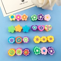 20pcs heart flowers polymer clay loose spacer beads for diy earring findings bracelet necklace fashion jewelry craft accessories