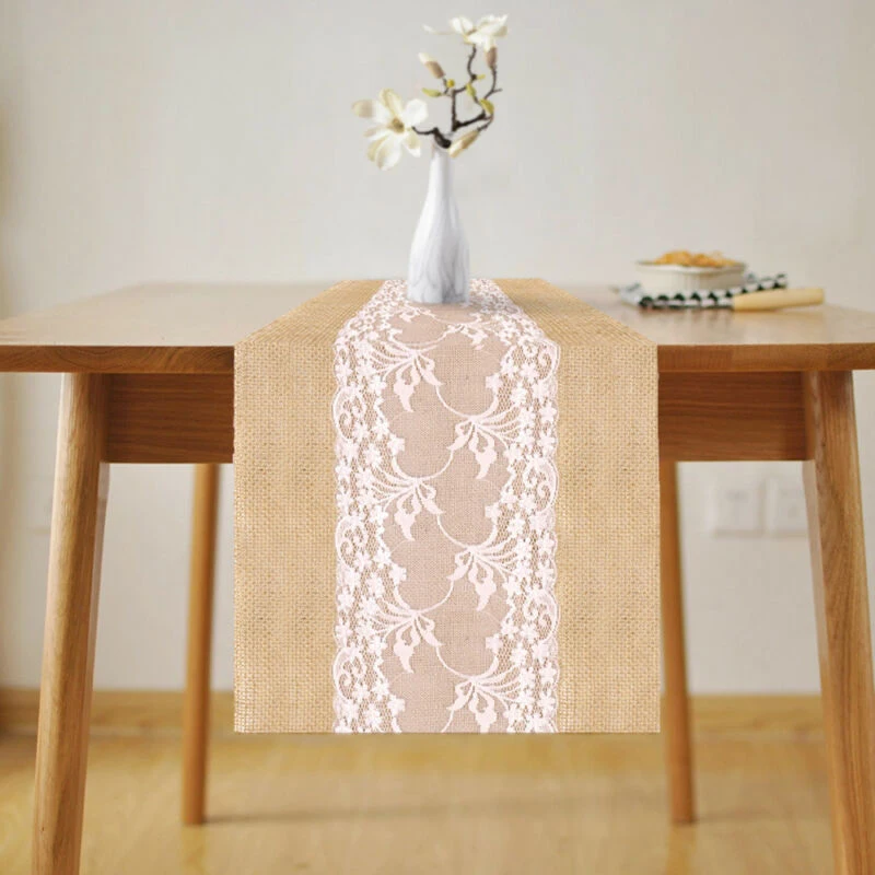 

1 Pcs Table Runner Shabby Chic Wedding Theme Store And Wash Vintage Durable Family Party Finished Edges Durable