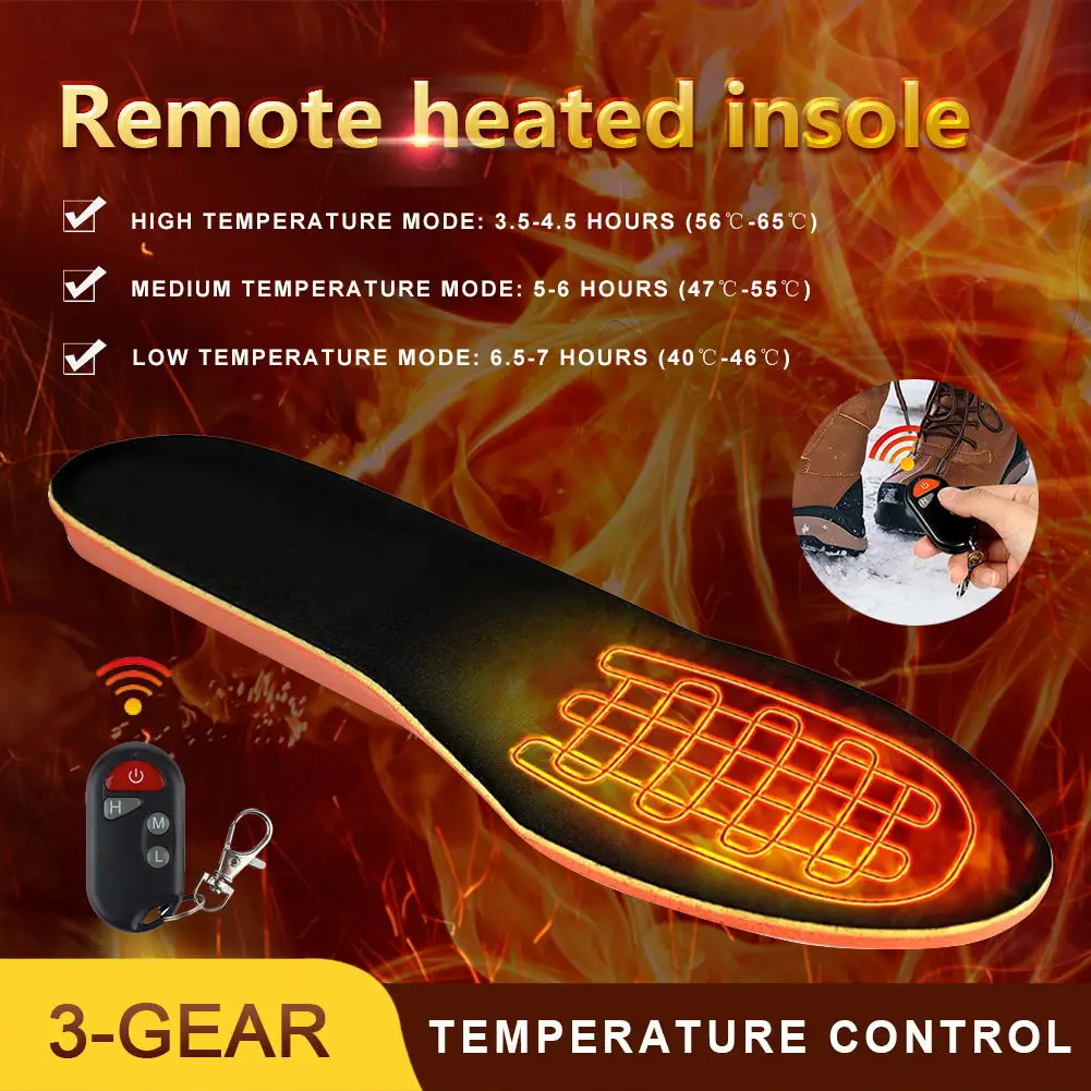 

Electric Heating Insoles For Winter 2000mAh USB Rechargeable Remote Control Heated Insole Camping Warm Foot Warmer Shoes Pad