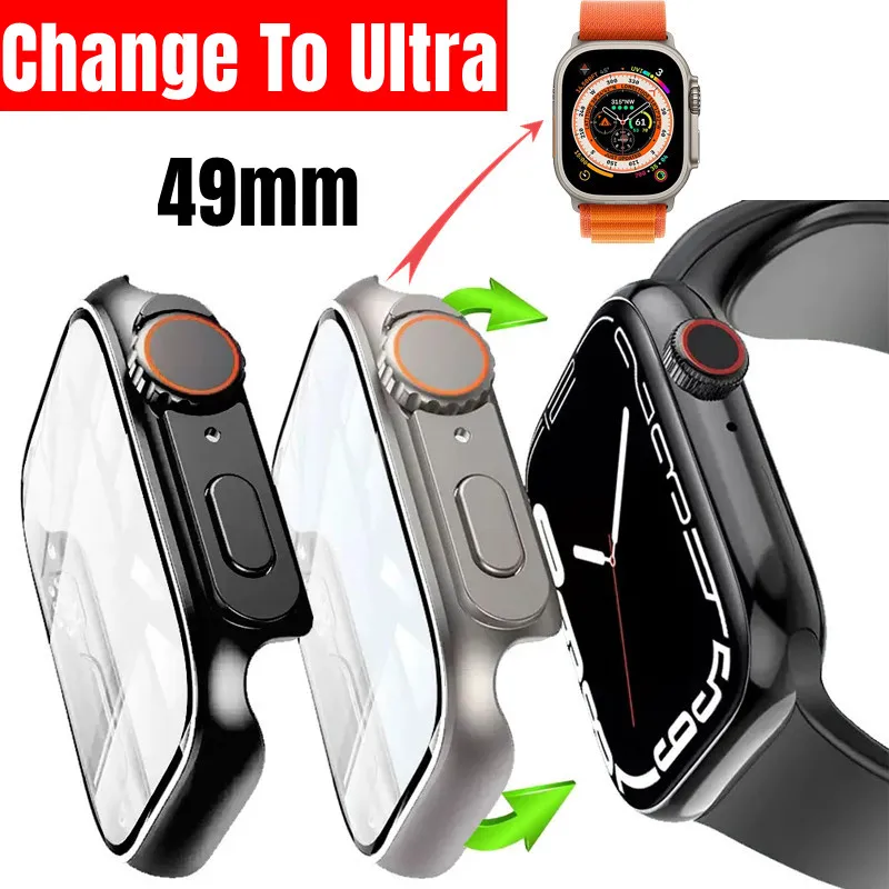 

Новый Сменный на iWatch Ultra 49 мм защитный чехол для Apple Watch серии 41 мм 45 мм 40 мм 44 мм поликарбонатный чехол + аксессуары из закаленного стекла