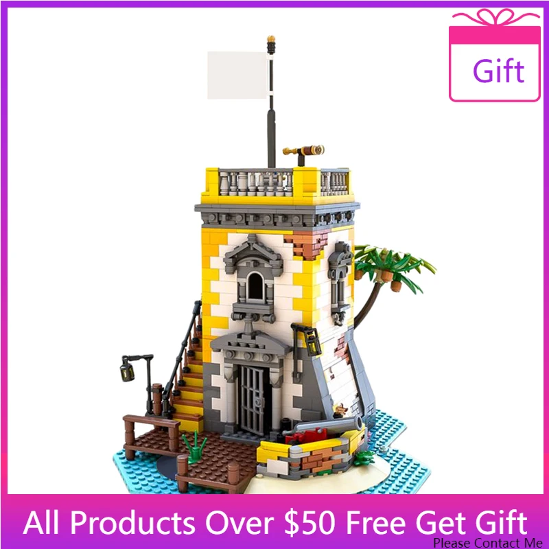 MOC Fish Bay Pirate Ship Building Blocks For 21322 Pirates of Barracuda Bay DIY Education Toys For Children 2022 Gi