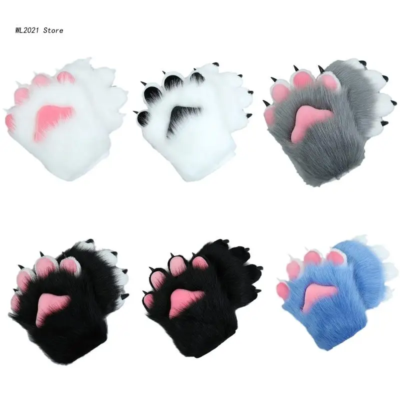

2x Furry Animal Claw Gloves Paw Mitts Nails Claws Gloves for Cosplay Accessories