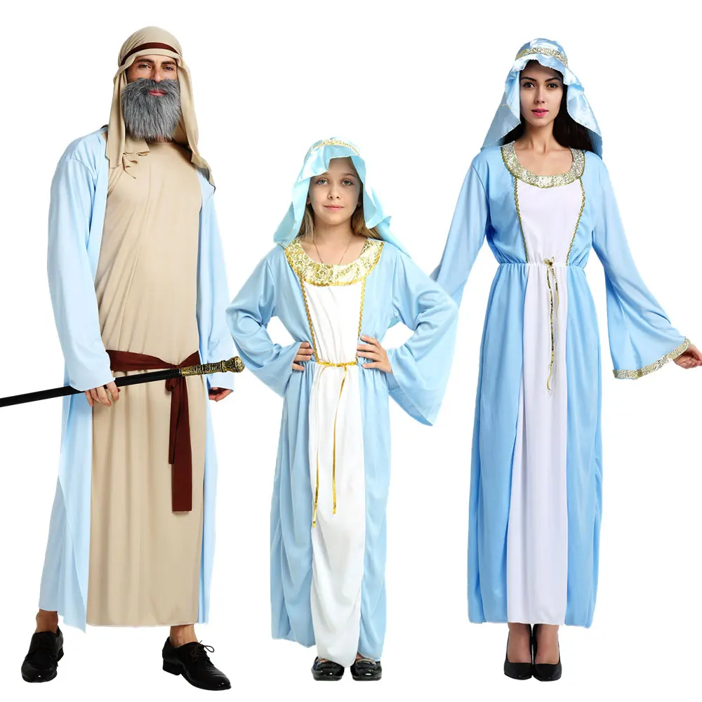 

Purim Halloween Costumes Adult Men Shepherd Saint Costume Women Mary Cosplay for Girls