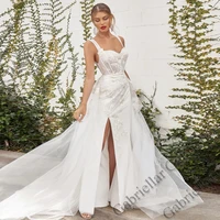 luxury wedding dress princess backless exquisite appliques strapless sleeveless slit mopping gown vestido de novia 2022 women