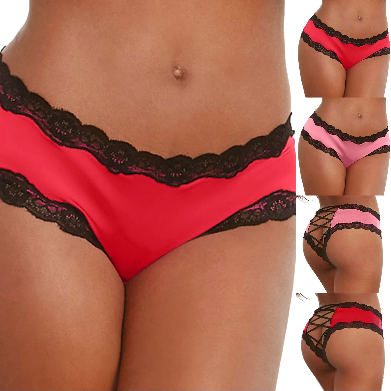 

United States Italy Warehouses Manufacturer Custom Lace Embroidered Strappy Bow Thong Microfiber Panties Bikini