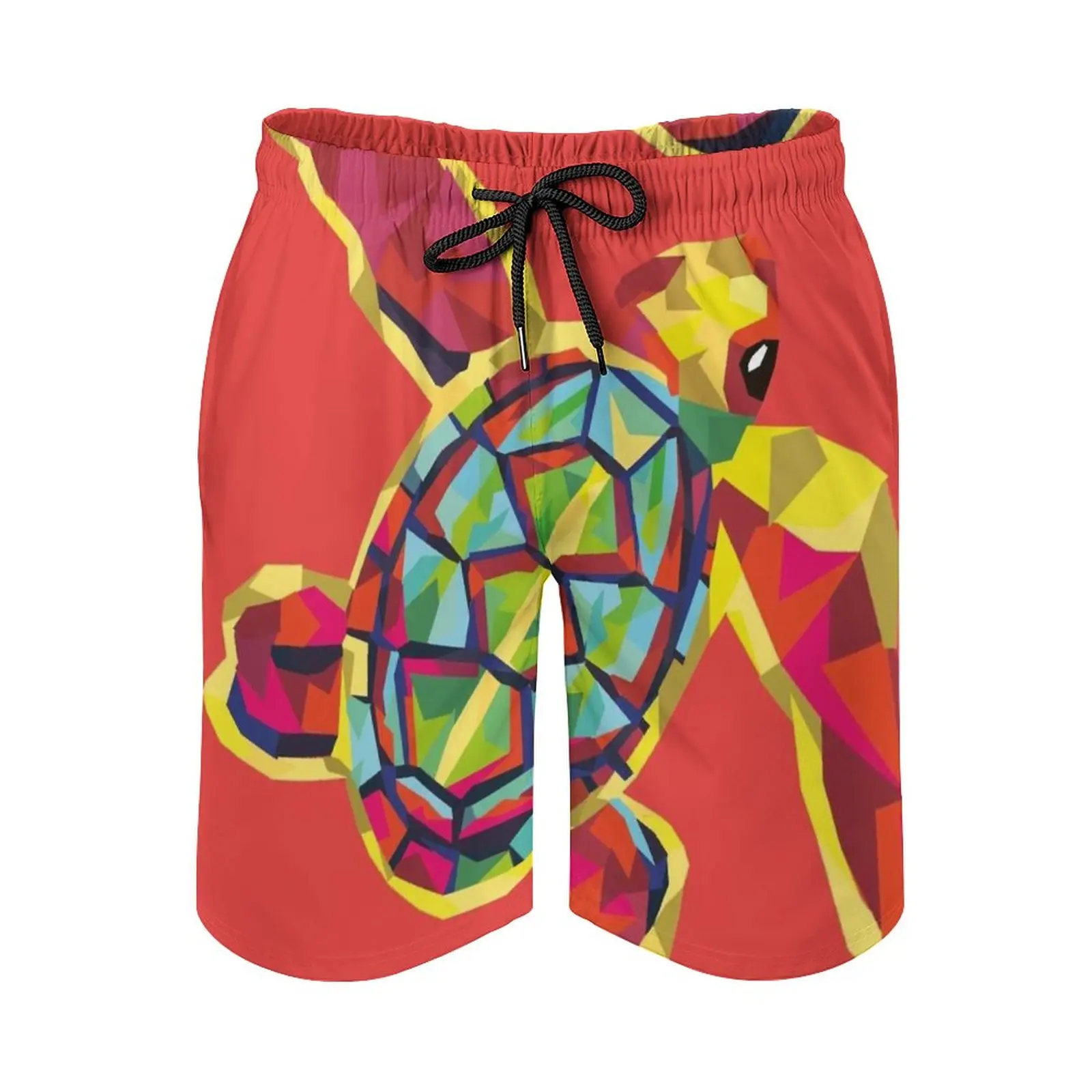 

Geometric Turtle Men'S Swim Trunks Sports Shorts Beach Trunks Surfing Pockets And Mesh Lining Turtle Animal Nature Love Cute