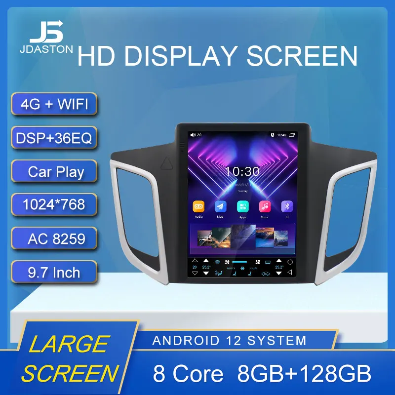 

Автомобильный мультимедийный плеер на Android 12 для hyundai Creta ix25, 2015, 2016, 2017, 2018, 2019, автомобильный радиоприемник в стиле Тесла с GPS, стерео, видео