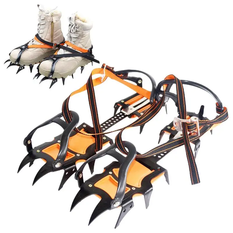 

1 Pair 12 Teeth Climbing Crampons Outdoor Winter Walk Ice Fishing Snow Shoes Antiskid Shoes Manganese Steel Shoe Covers