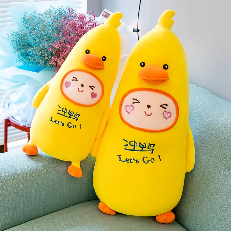 

100cm Cute Soft Banana Duck Plush Toys Office Nap Stuffed Animal Pillow Home Comfort Cushion Christmas Gift Doll for Kids Girl