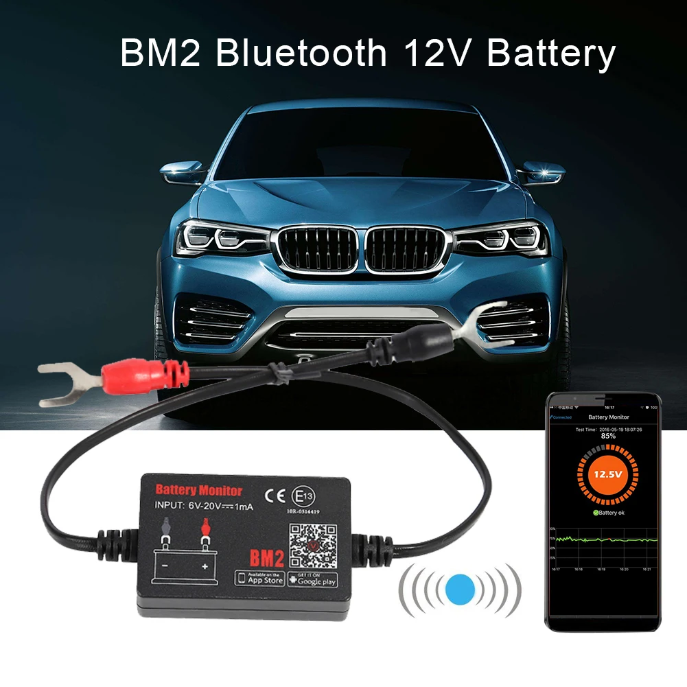 

Автомобильный тестер аккумуляторов BM2, 12 В, Bluetooth 4,0, Автомобильный анализатор свинцово-кислотных и литиевых аккумуляторов, диагностические ...