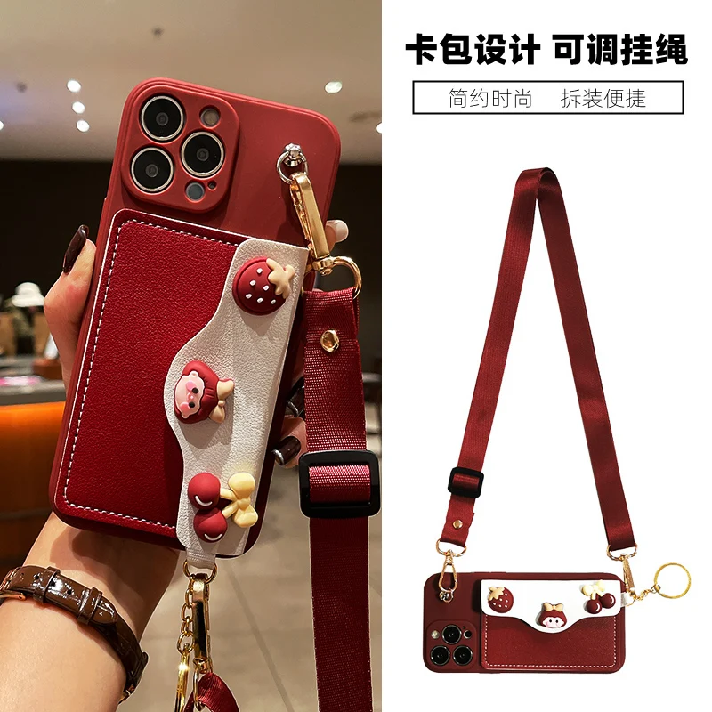 

Чехол для Apple iPhone13, кошелек для монет 6 7 8 9 11 12 promax XS lanyard Klein, синий трехмерный защитный чехол