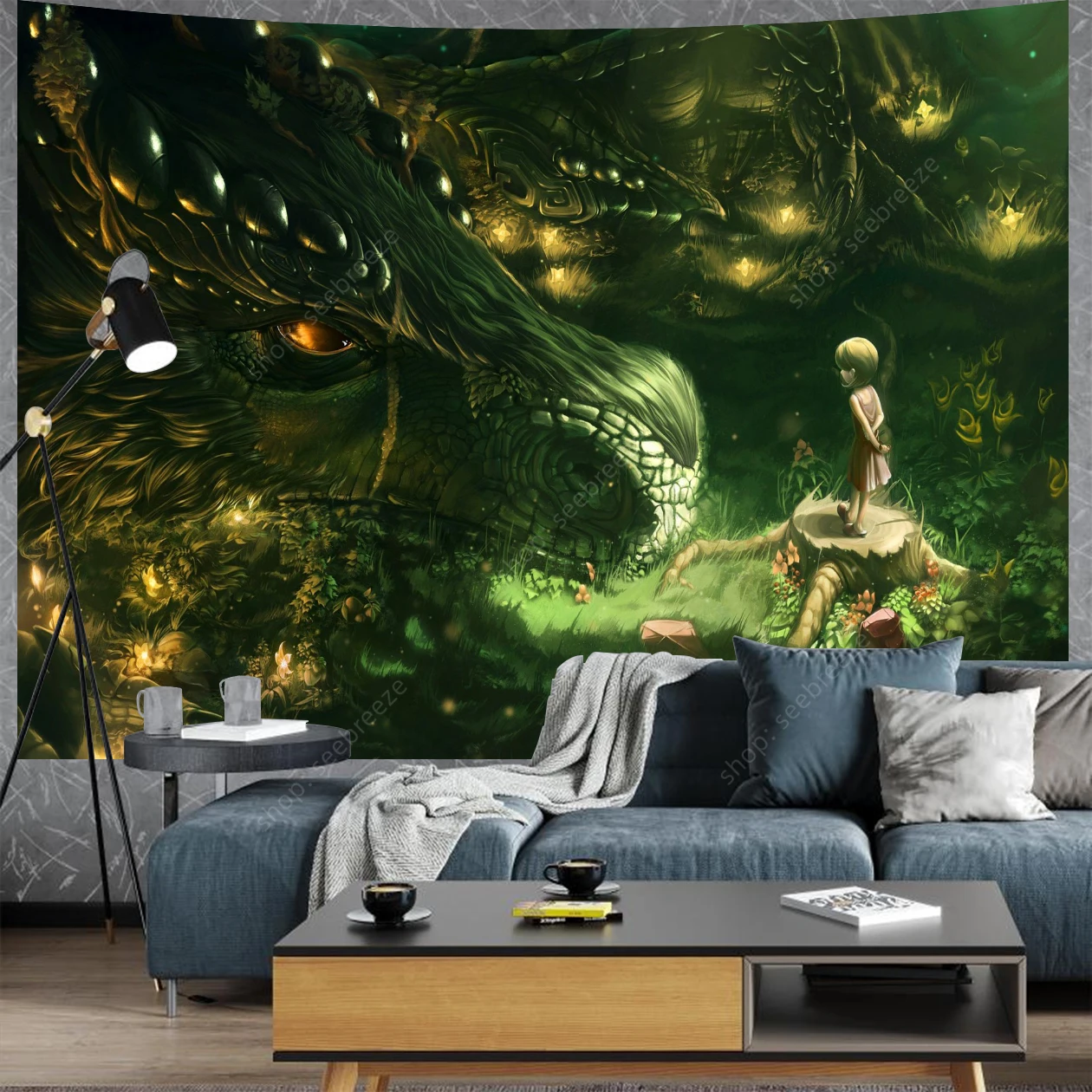 Гобелен с изображением сказочного дракона Настенный декор милой маленькой