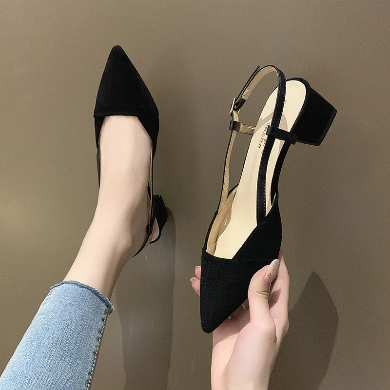 

2022 new fashion summer women pumps woman buckle beige single shoes square heels comfortable dress party shoes zapatos de mujer
