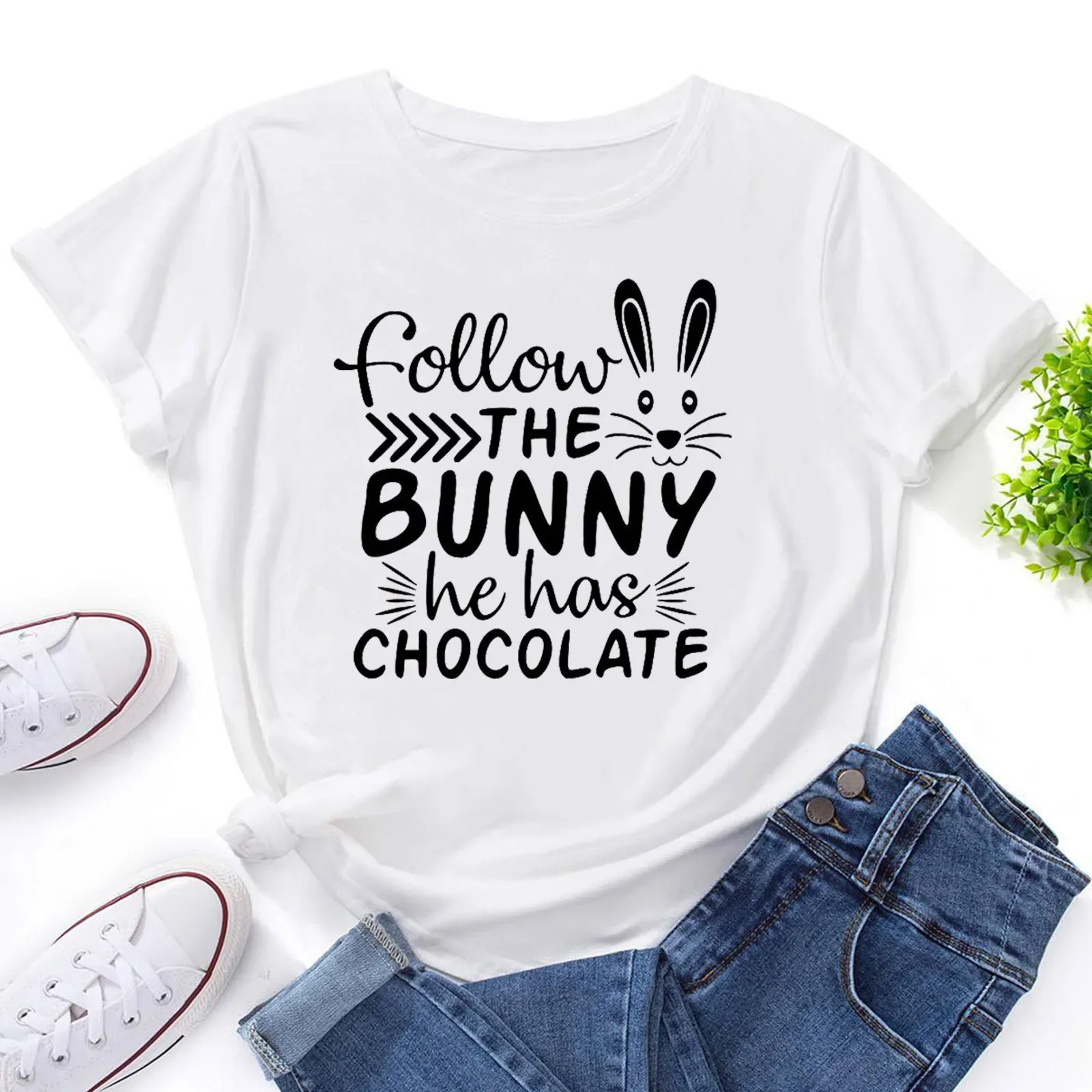 2022 новая пасхальная женская модальная свободная повседневная футболка с круглым