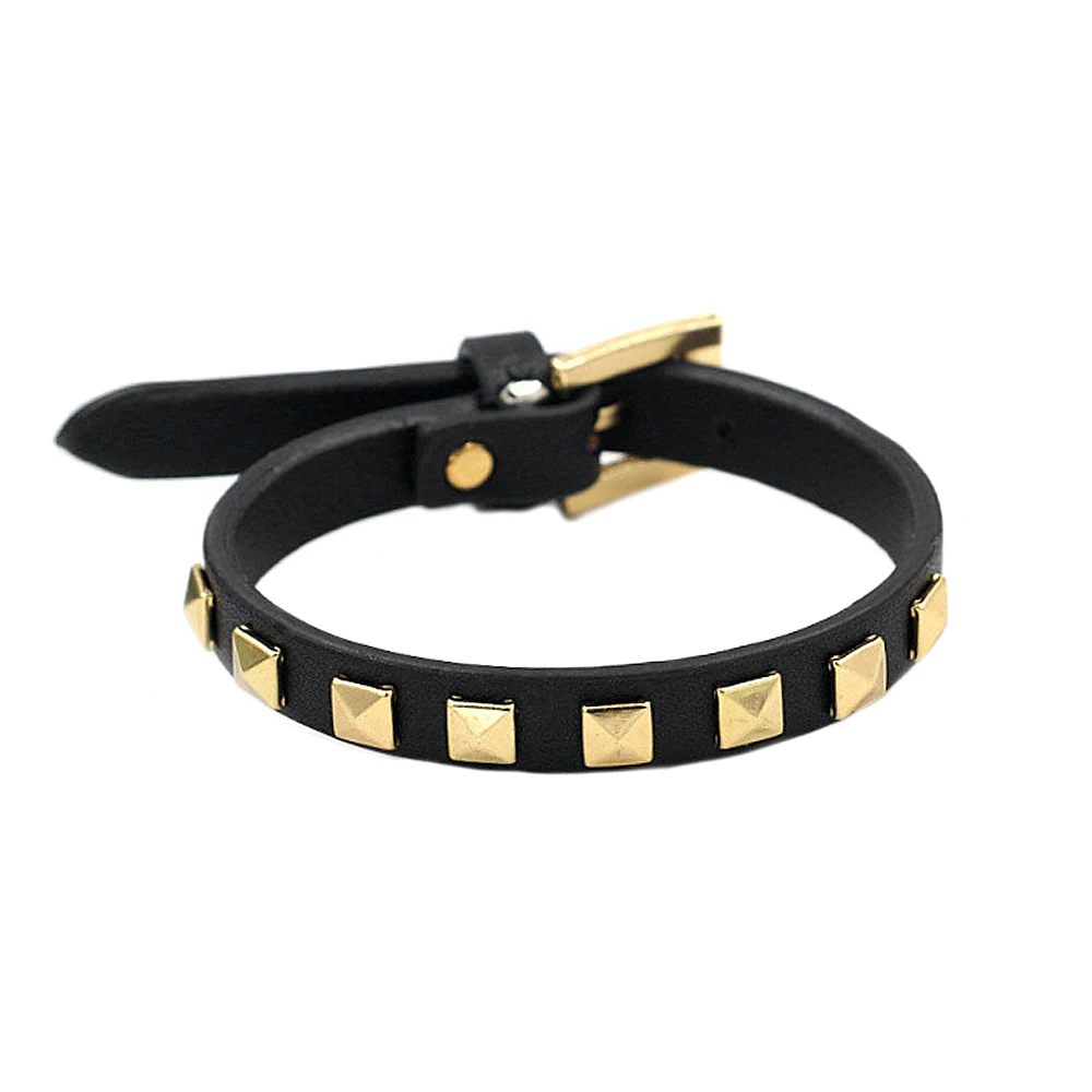 

Кожаные женские браслеты с шармами Kirykle, 5 цветов, модный золотистый квадратный браслет с заклепками, ювелирные изделия для вечеринок, подар...