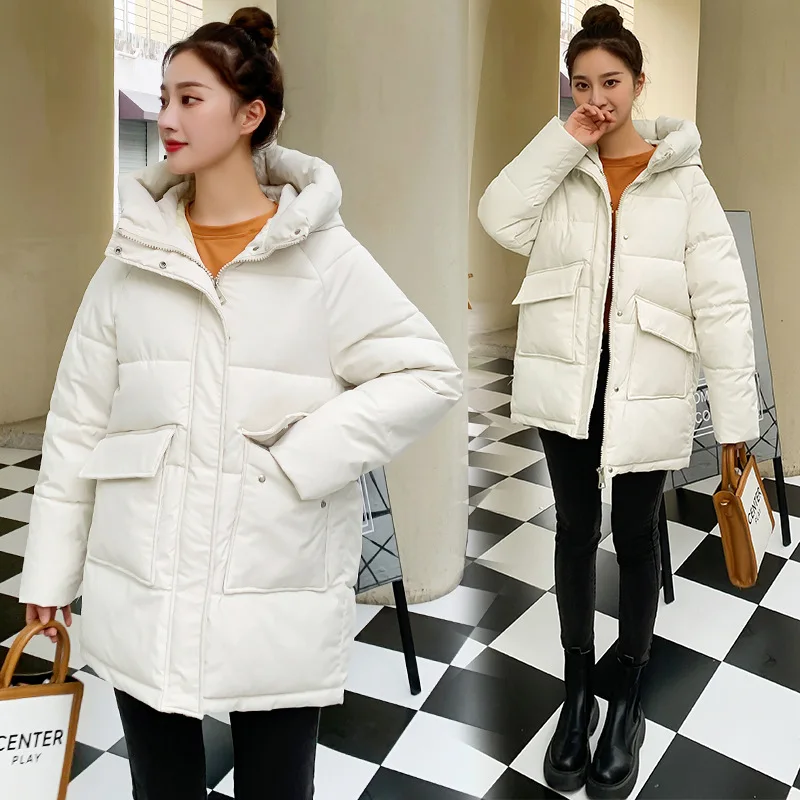 Top Quality Winter Coat for Women Windbreaker Hooded Jackets 2022 Fashion Long Sleeve V-neck Down Coat enlarge