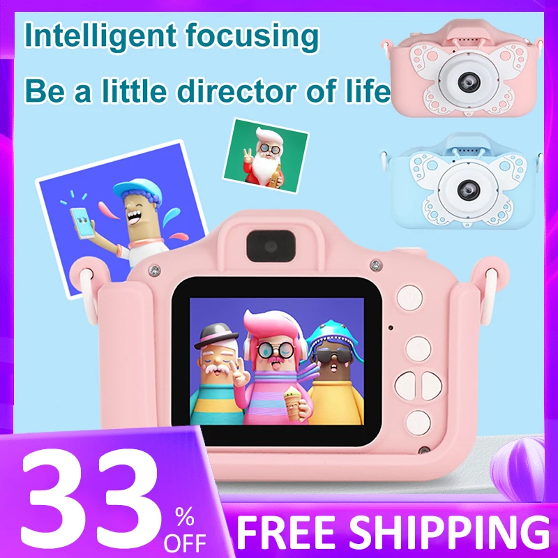 

New Children Camera 20MP 2.0 Inch Screen Dual Lens HD Kids Digital Video Camera with Lanyard Butterfly Educational Toys Birthday
