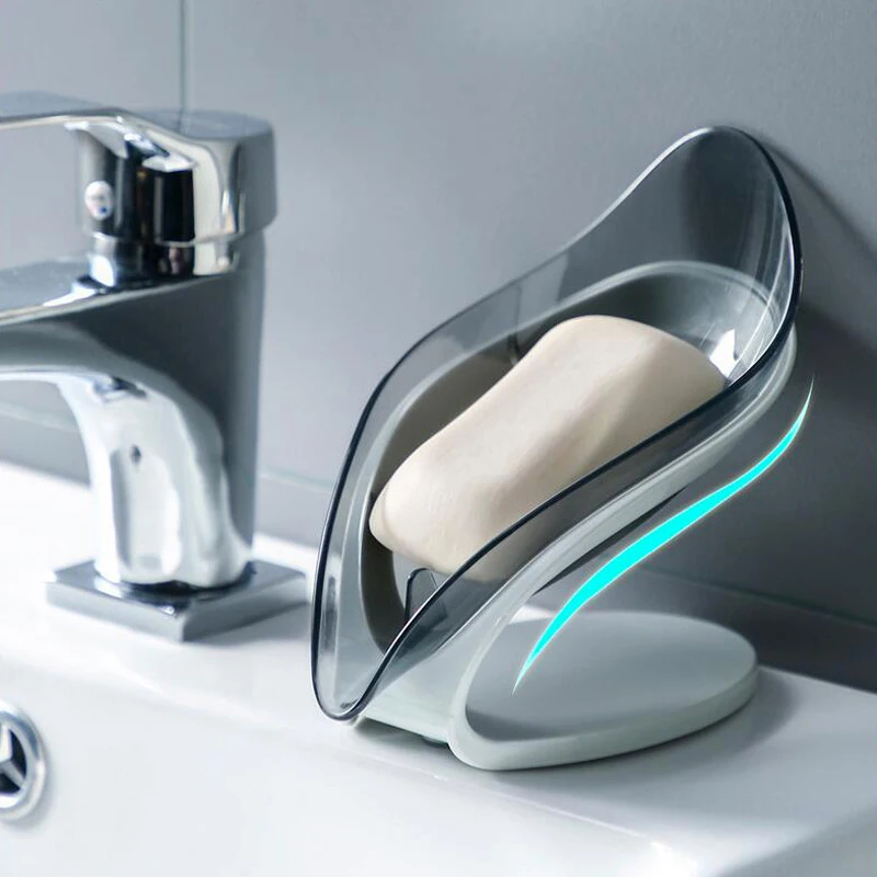 

Leaf Shape Soap Case With Suction Cup Soap Box Drain Non-slip Soap Holder Laundry Soap Dish Storage Plate Tray Bathroom Gadgets