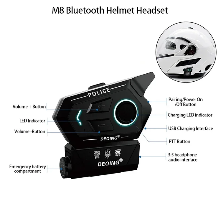 Фото НОВАЯ Bluetooth-гарнитура для мотоциклетного шлема с функцией связи и интеркома, с микрофоном для рации, для езды на мотоцикле. №3