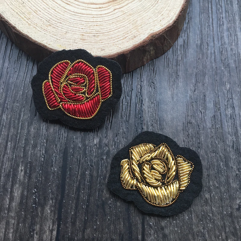 Индийская шелковая металлическая нить cannetile ручная вышивка розы нашивка значок - Цена: 1025