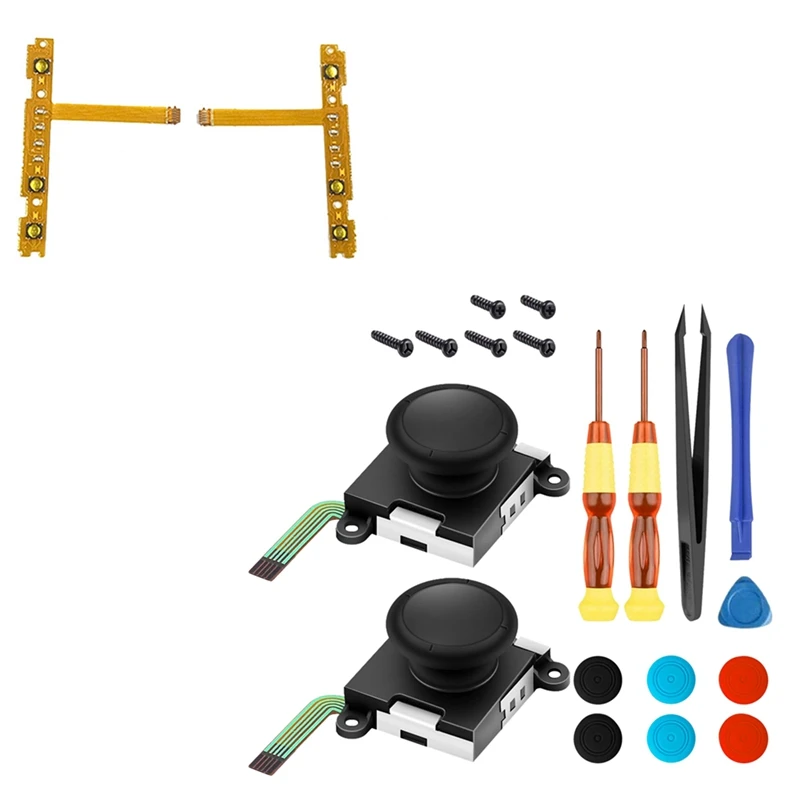 

Flex Cable For Nintendo NS Switch Joy-Con Left Right Button Key Flex Cable SL+SR & Two Pack Analog 3D Joy Con Joystick