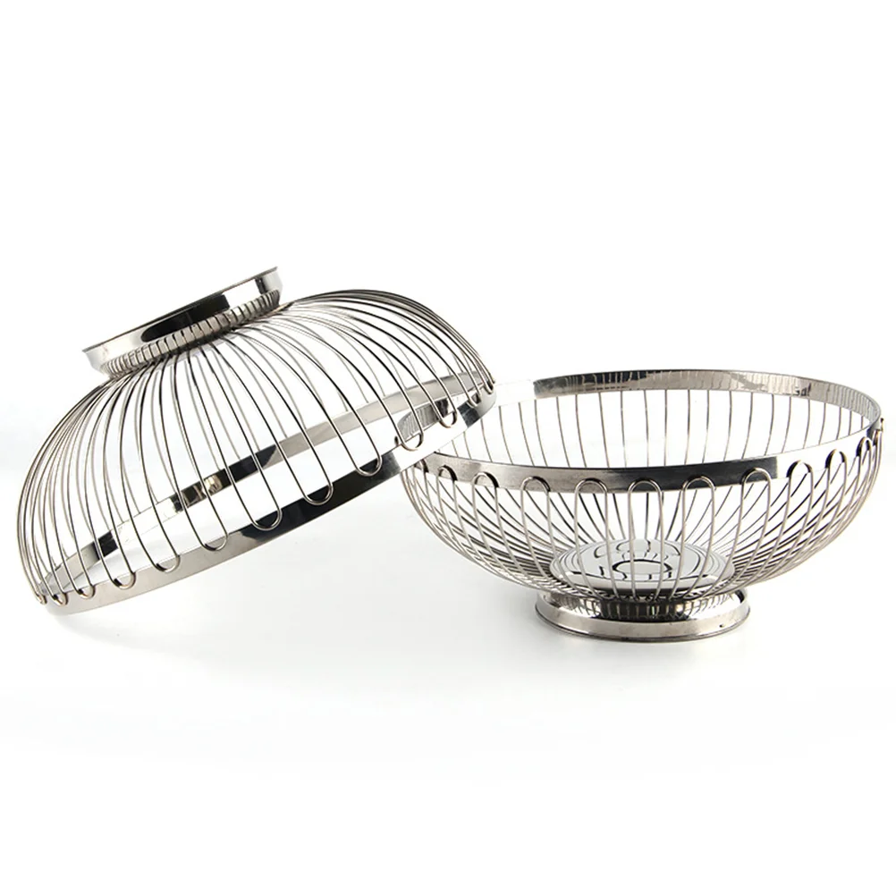 

Dish Vegetable Stand Bowl Snack Bread Black Basket Decorative Geometric Tabletop Holder Fruit Tray Countertop Wire Metal Storage