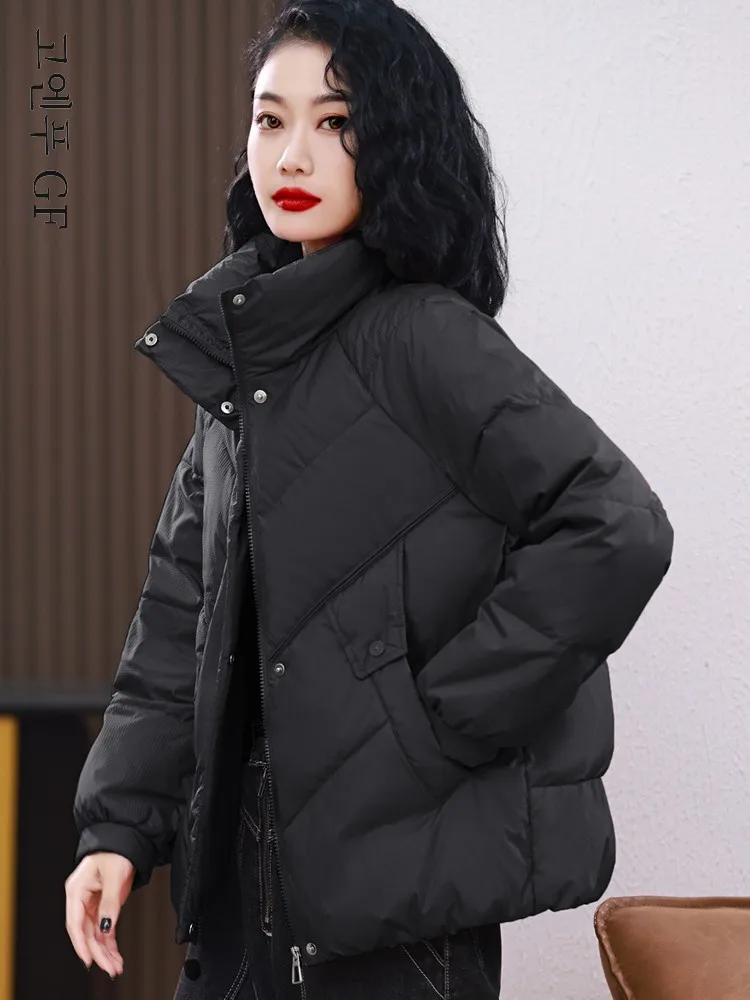 Легкий короткий пуховик для женщин новинка 2024 High Sense большие размеры свободная