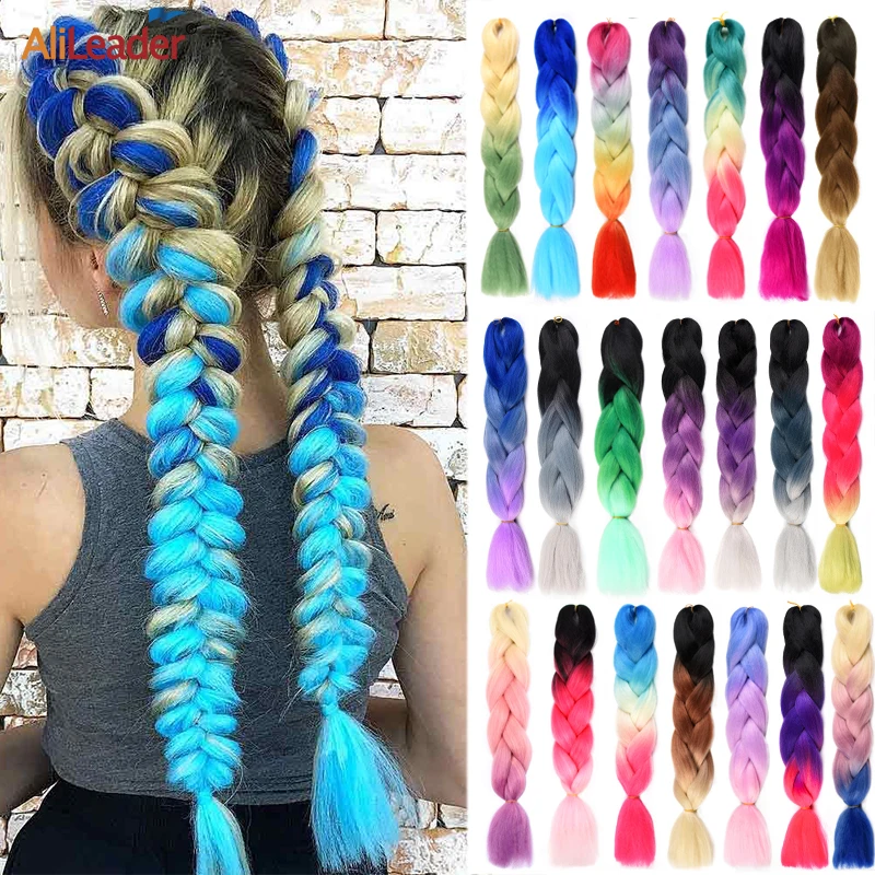 

Alileader 100 г Джамбо косы синтетические плетеные волосы Омбре Джамбо наращивание волос для черных женщин длинные прямые Джамбо косы волосы