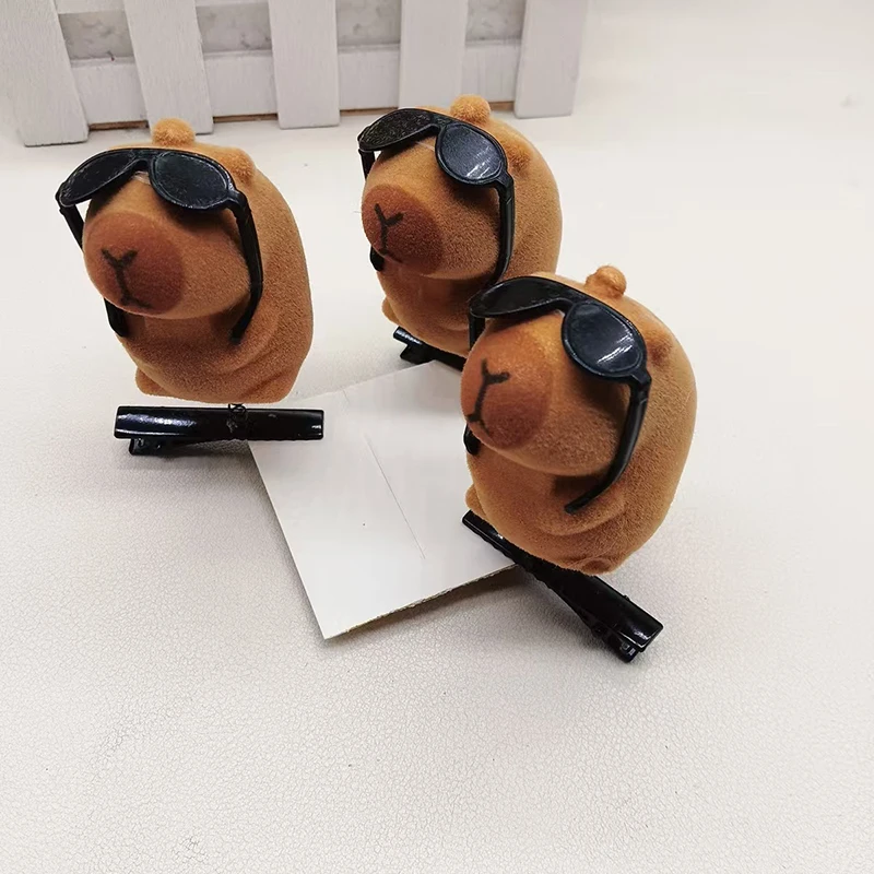4 шт. детская заколка для волос с 3D капибалой плюшевая солнцезащитные очки бантом
