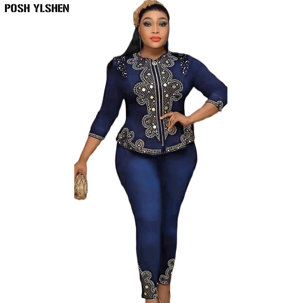 

Комплект из двух предметов со штанами, женский спортивный костюм, одежда в африканском стиле, платья для женщин, Повседневные Вечерние, горя...