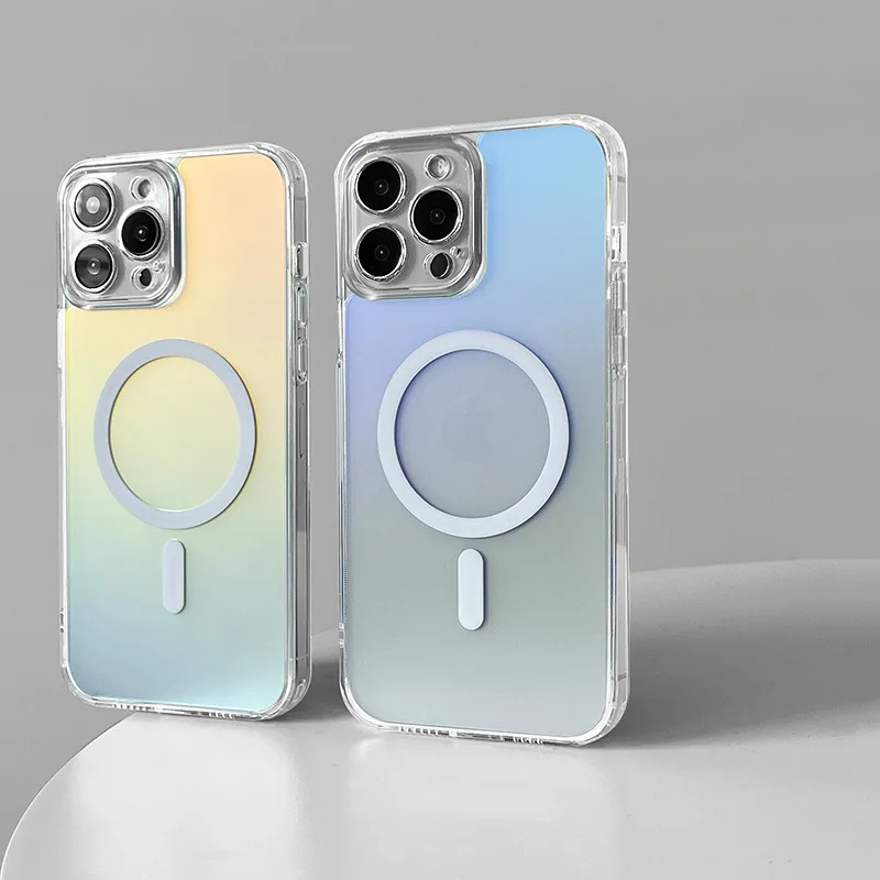 

Apple 14pro Gradient Phone Case Magnetic Pc All-Inclusive MagSafe Colorful Iphone13max Wireless