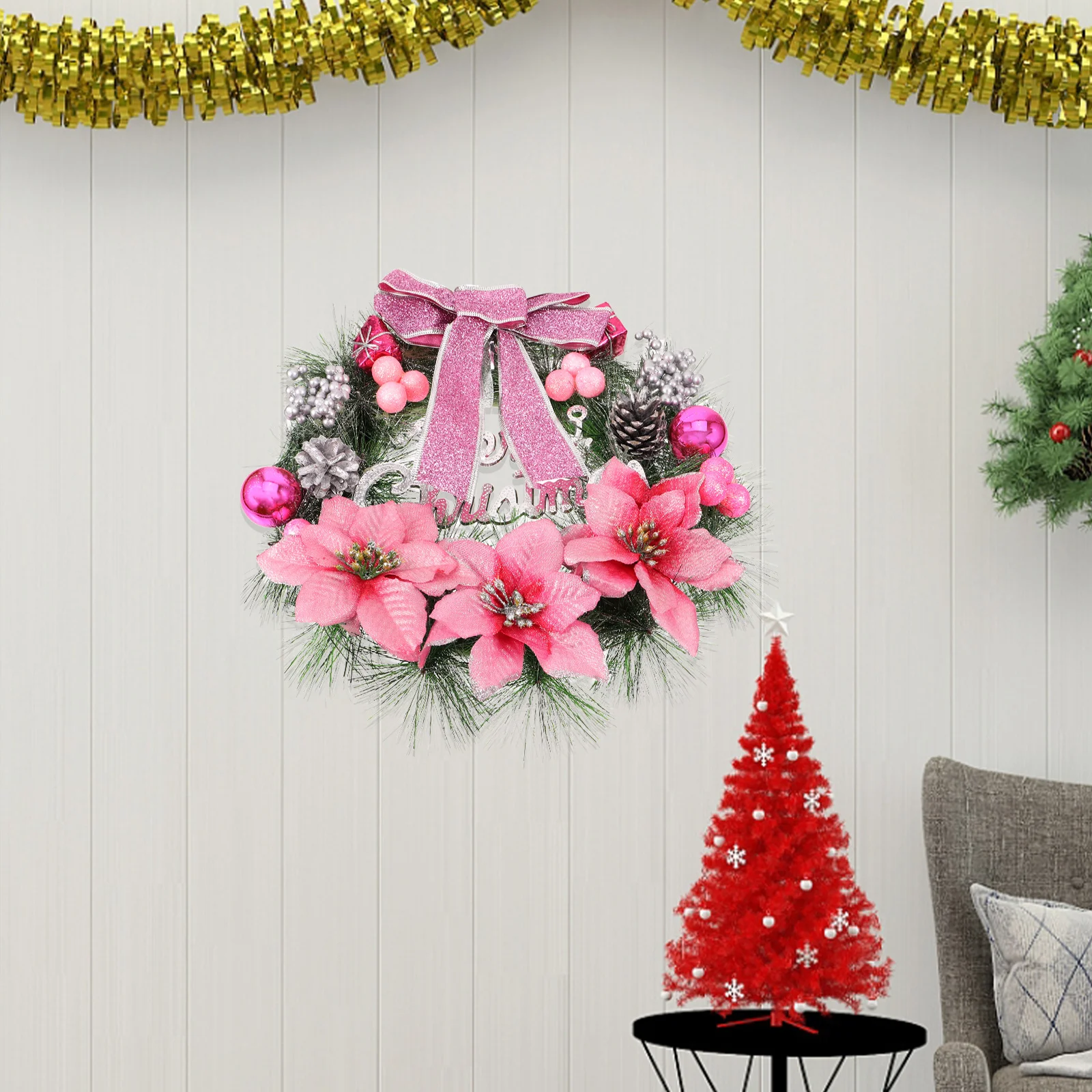 30-сантиметровый подвесной декор искусственные сосновые венки рождественская