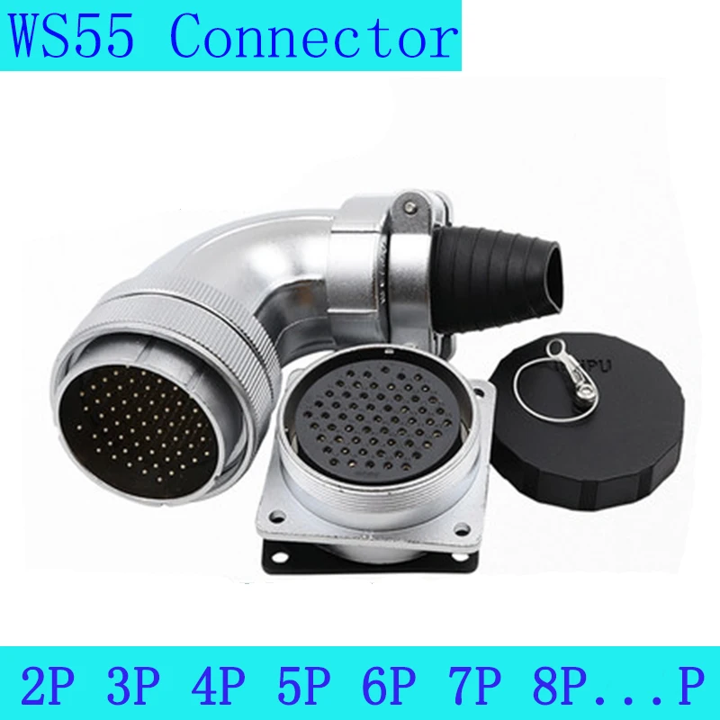 

WS55 TS+Z 90 Degree Right Angle Industrial Electrical M55 Aviation Waterproof Connector Panel Female Male Power Adapter 4-61 Pin